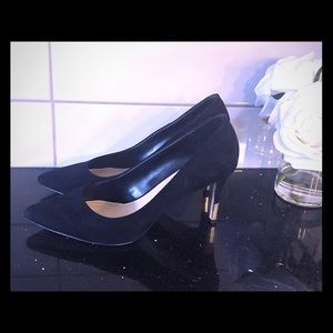 Aldo Suede Gold Accent Heels